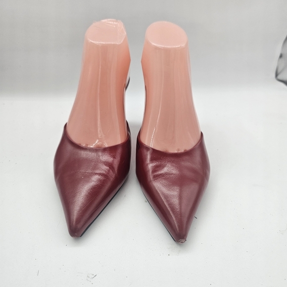 Jeffrey Campbell Unamused Cherry Red Block-Heel Pointed-Toe Mules Size 8 - Picture 3 of 16